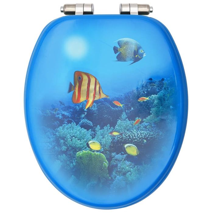 Copriwater 2 pz con Chiusura Ammortizzata in MDF Fondo Mare 3056414