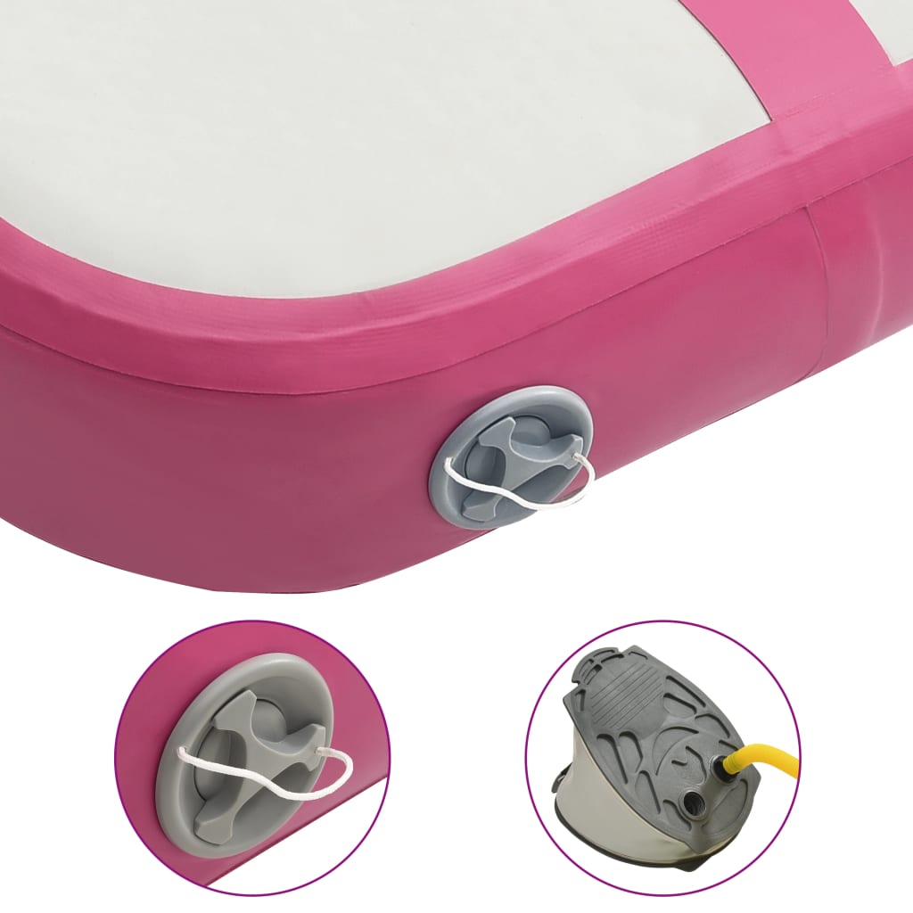 Tappetino Ginnastica Gonfiabile con Pompa 60x100x15 cm PVC Rosa 92652