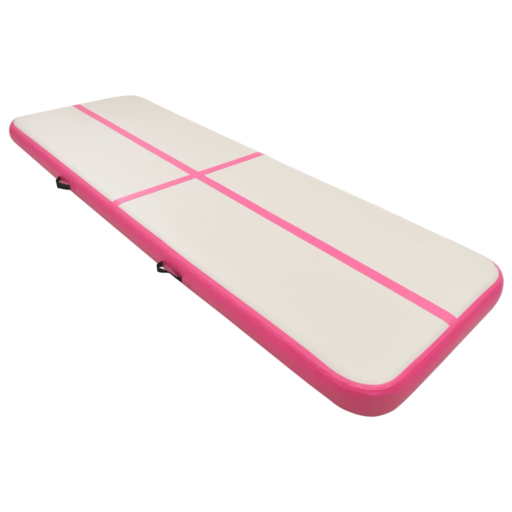 Tappetino Ginnastica Gonfiabile con Pompa 500x100x15cm PVC Rosa 92664