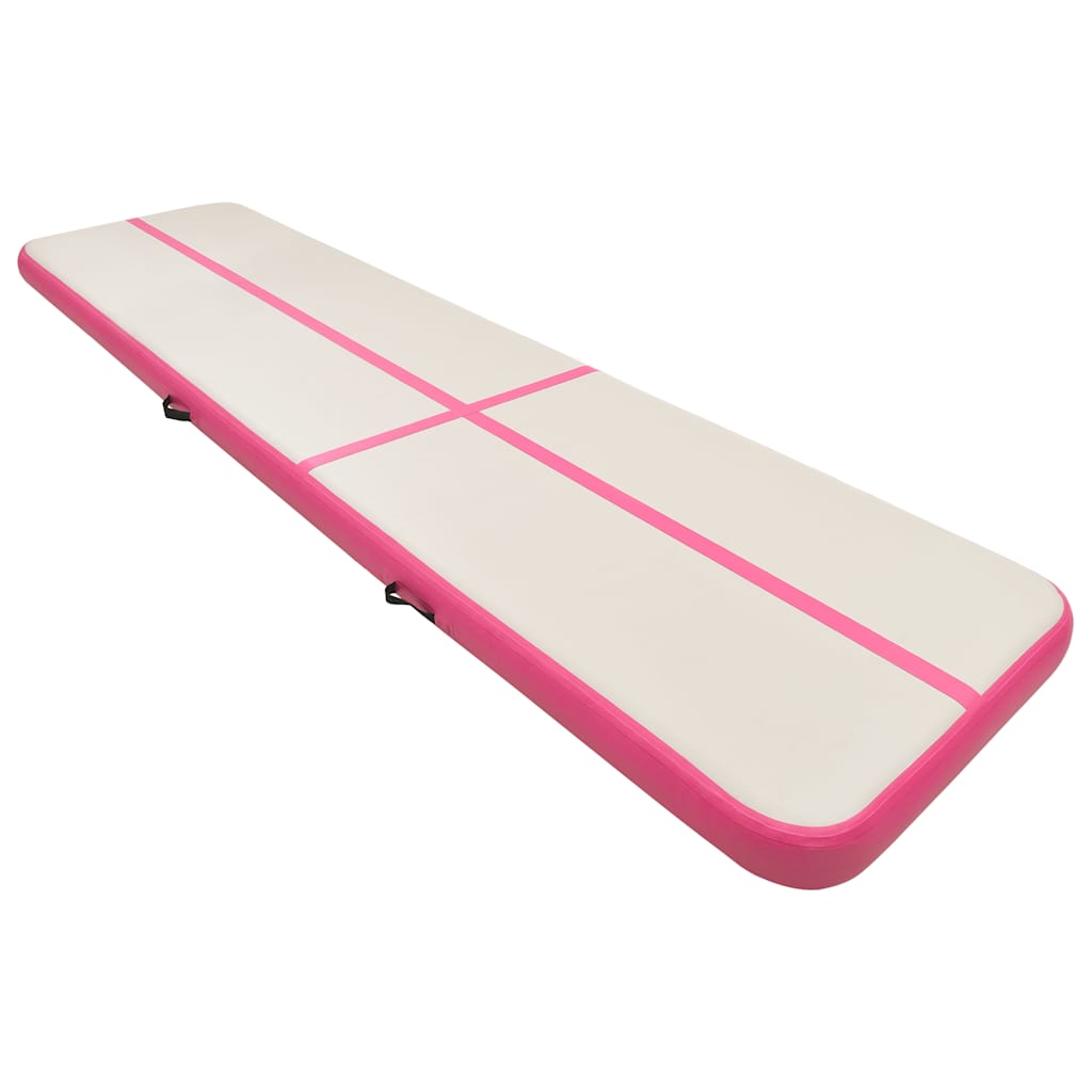Tappetino Ginnastica Gonfiabile con Pompa 600x100x15cm PVC Rosa 92667