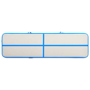 Tappetino Ginnastica Gonfiabile con Pompa 600x100x15cm PVC Blu 92668