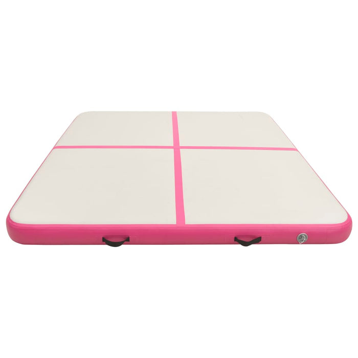 Tappetino Ginnastica Gonfiabile e Pompa 200x200x10 cm PVC Rosa 92694