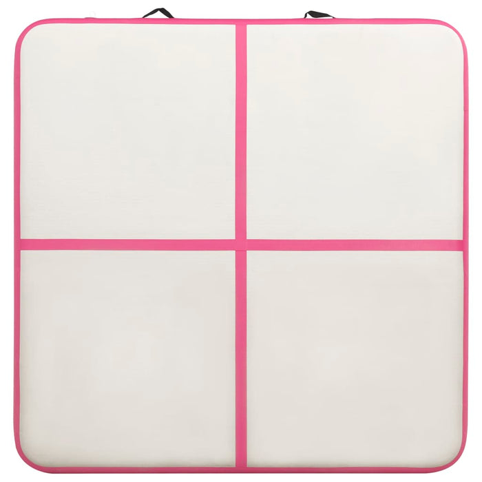 Tappetino Ginnastica Gonfiabile con Pompa 200x200x15cm PVC Rosa