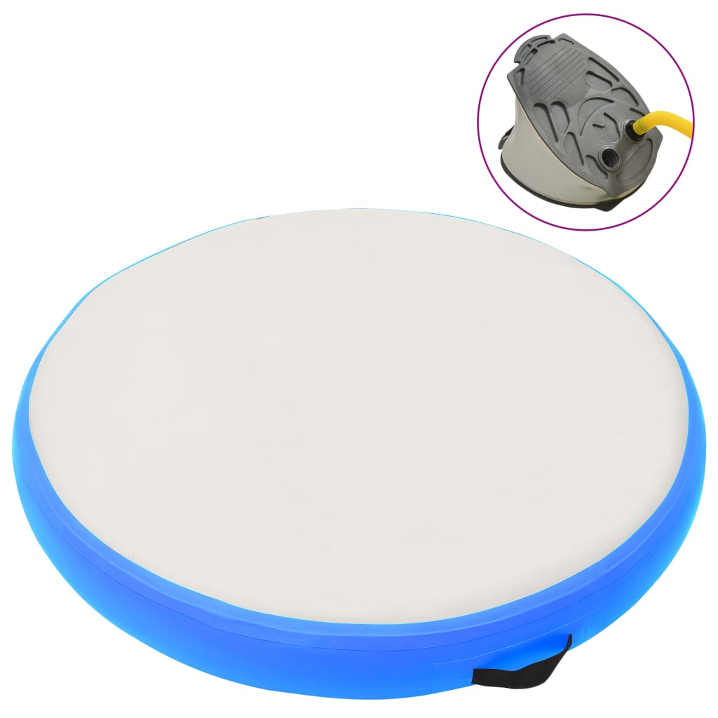 Tappetino Ginnastica Gonfiabile con Pompa 100x100x10cm PVC Blu 92704