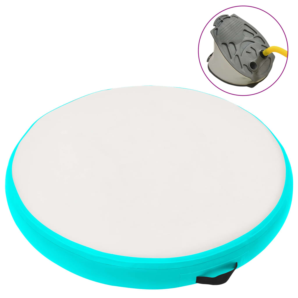 Tappetino Ginnastica Gonfiabile e Pompa 100x100x10cm PVC Verde 92705