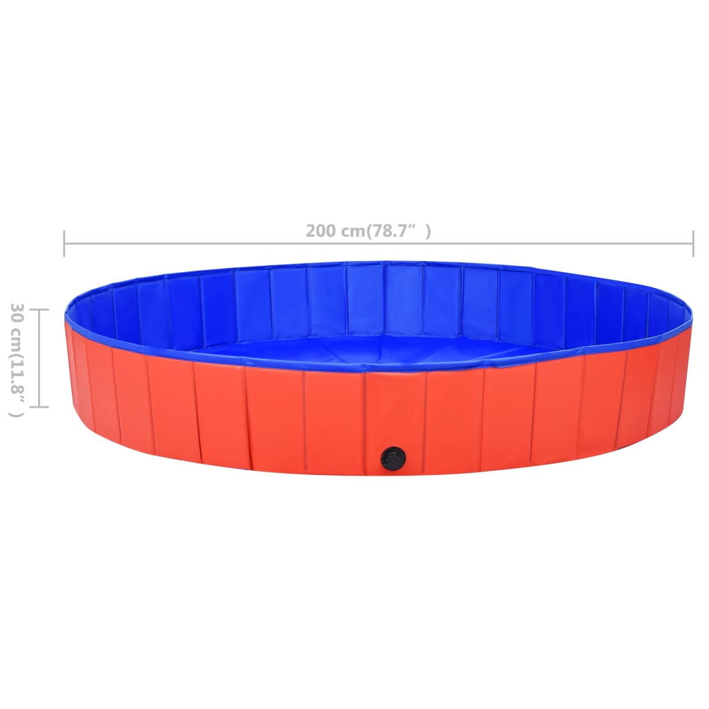 Piscina per Cani Pieghevole Rossa 200x30 cm in PVC 92600
