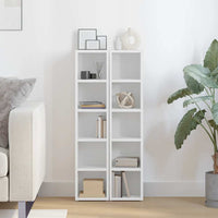 Scaffali Porta CD 2 pz Bianchi 21x16x93,5 cm Legno Multistrato 802696