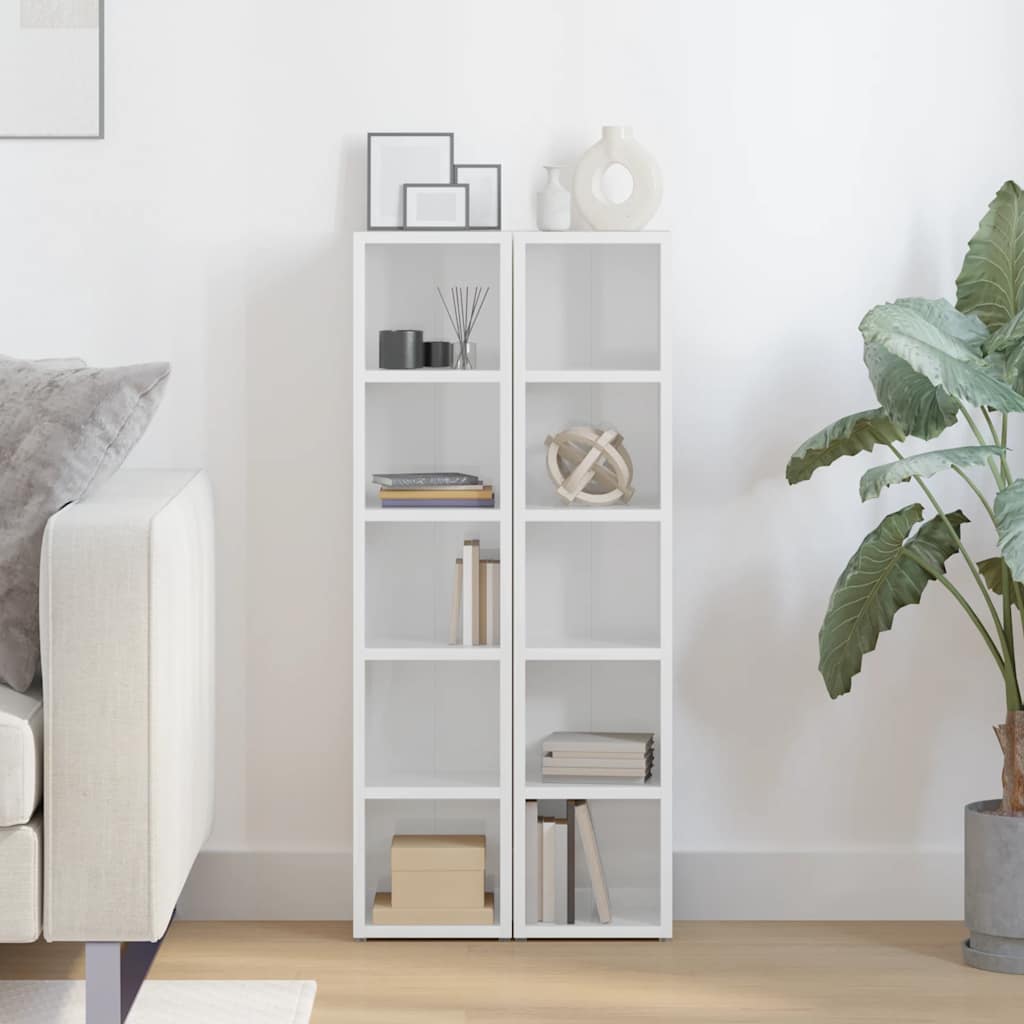 Scaffali Porta CD 2 pz Bianco Lucido 21x16x93,5 cm Multistrato 802702