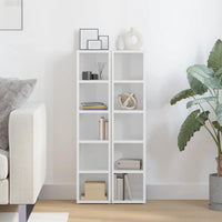 Scaffali Porta CD 2 pz Bianco Lucido 21x16x93,5 cm Multistrato 802702