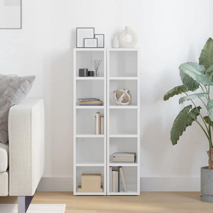 Scaffali Porta CD 2 pz Bianco Lucido 21x16x93,5 cm Multistrato 802702