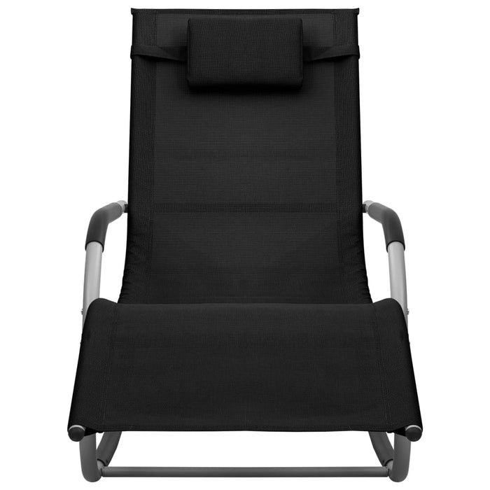 Lettino Prendisole in Textilene Nero e Grigio cod mxl 23086