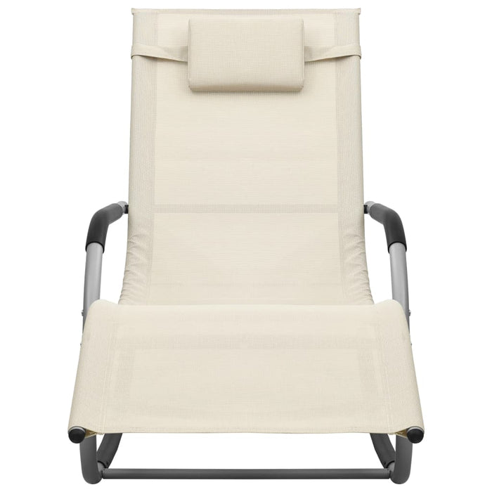 Lettino Prendisole in Textilene Crema e Grigio cod mxl 8950