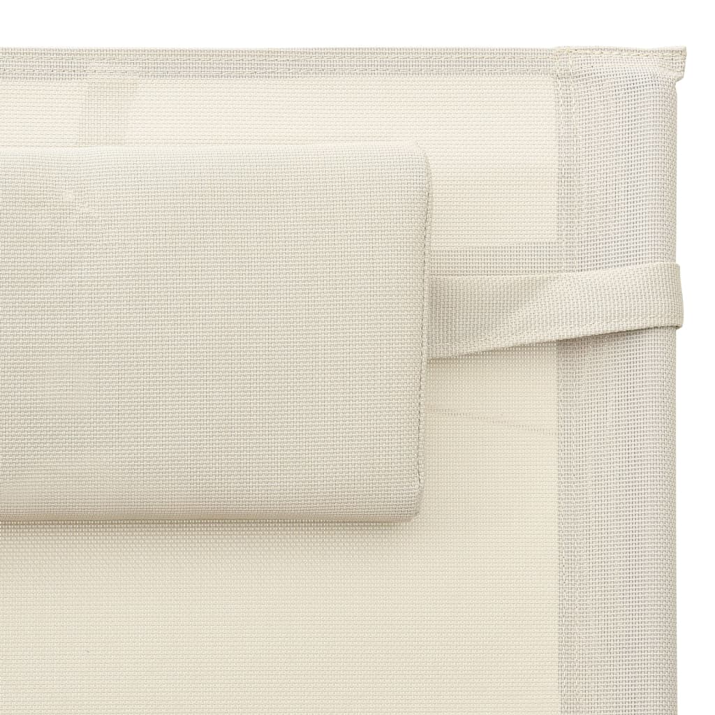 Sdraio sedia a sdraio prendisole lettino da giardino terrazza mobili da esterno tessilene crema e grigio 02_0012928