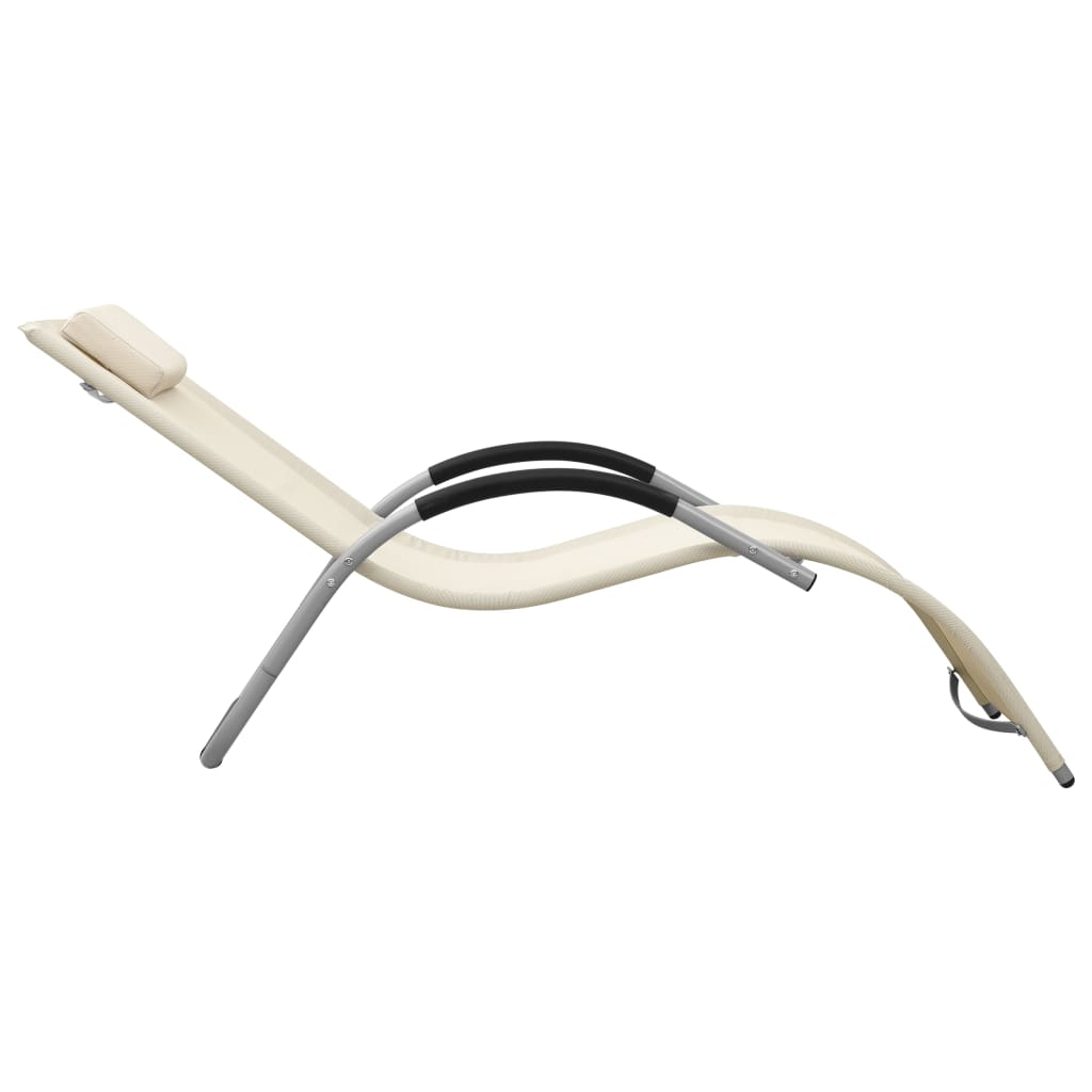 Sdraio sedia a sdraio prendisole lettino da giardino terrazza mobili da esterno tessilene crema e grigio 02_0012929