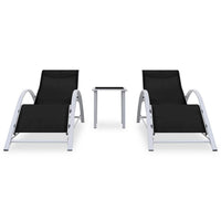 Lettini Prendisole con Tavolino 2 pz in Alluminio Nero cod mxl 9164