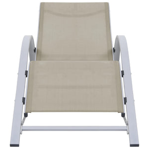 Lettini Prendisole con Tavolino 2 pz in Alluminio Crema