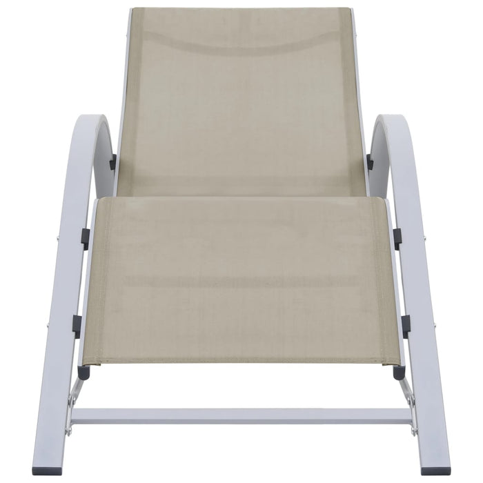 Lettini Prendisole con Tavolino 2 pz in Alluminio Crema