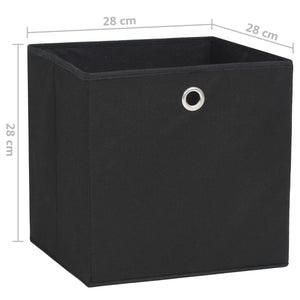 Contenitori 4 pz in Tessuto non Tessuto 28x28x28 cm Nero 325187