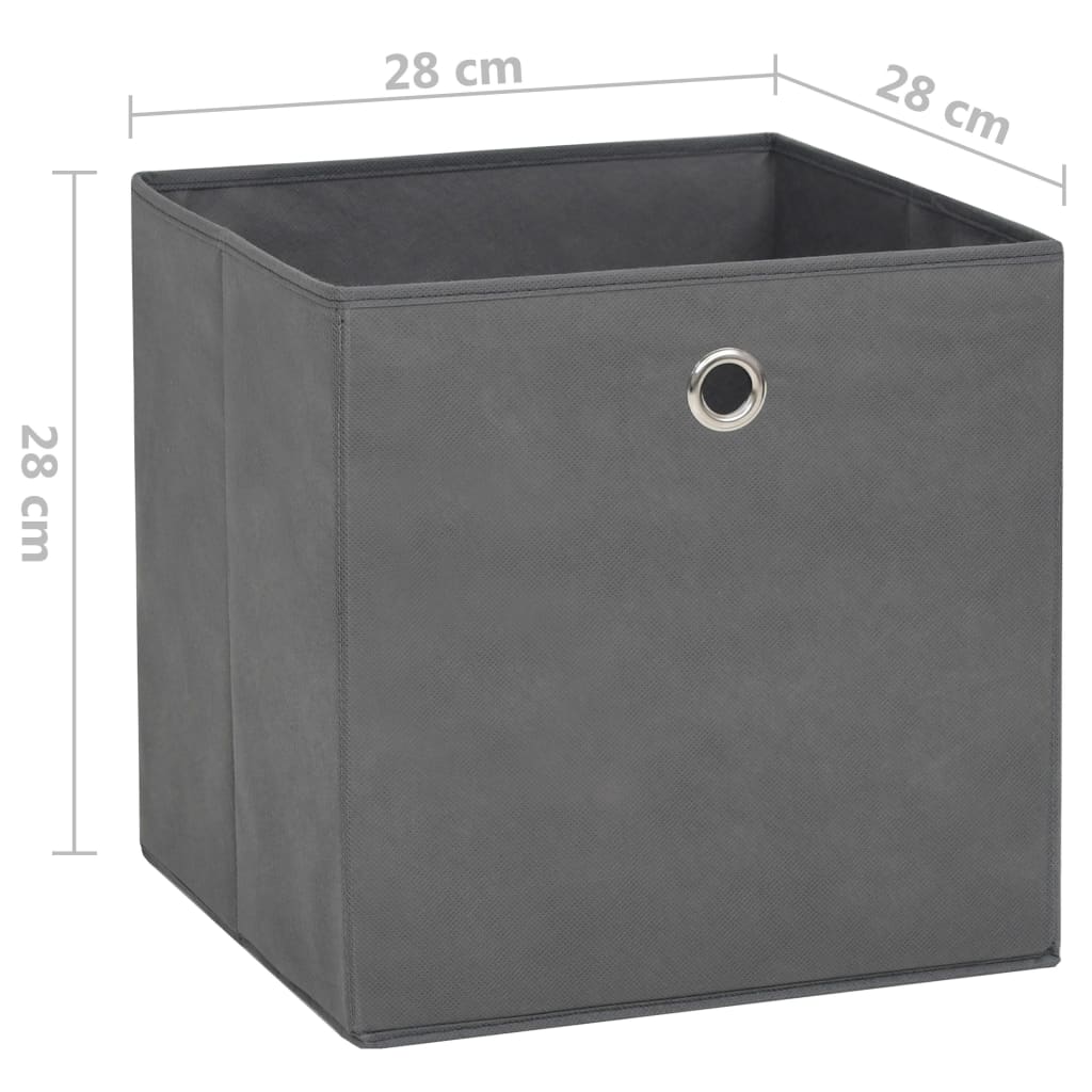 Contenitori 4 pz in Tessuto non Tessuto 28x28x28 cm Grigio 325191