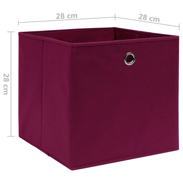 Contenitori 4 pz in Tessuto non Tessuto 28x28x28 cm Rosso Scuro 325199