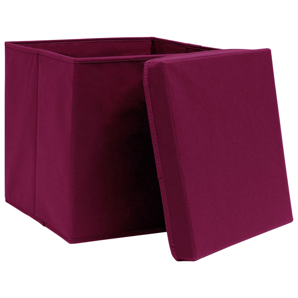 Contenitori con Coperchi 4 pz 28x28x28 cm Rosso Scuro 325200