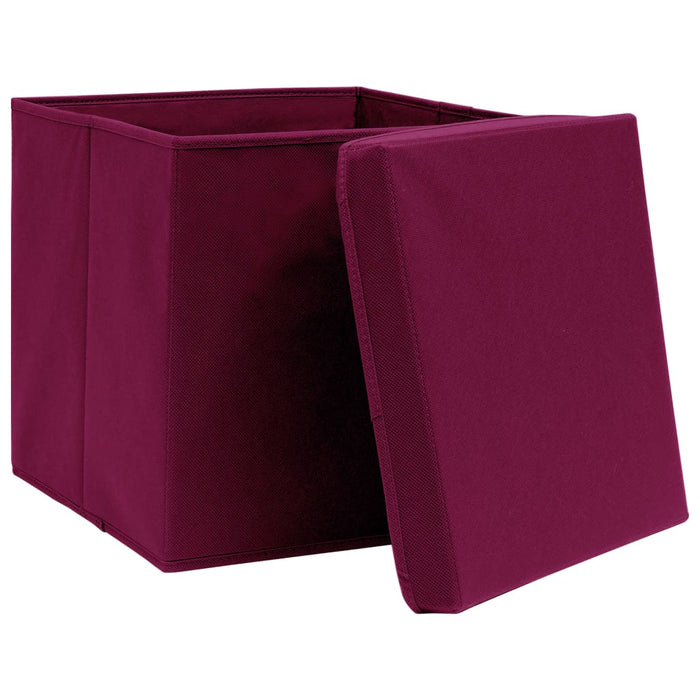 Contenitori con Coperchi 4 pz 28x28x28 cm Rosso Scuro 325200