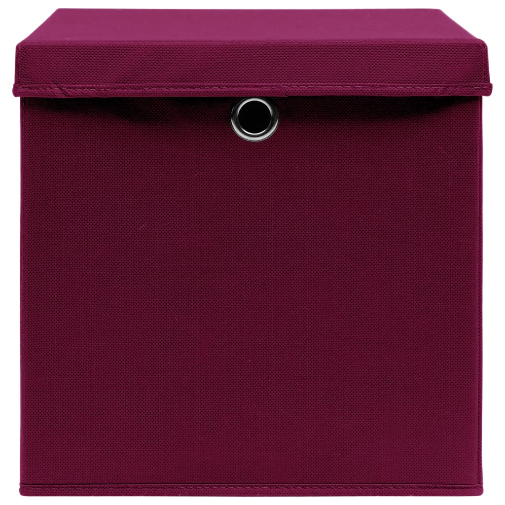Contenitori con Coperchi 4 pz 28x28x28 cm Rosso Scuro 325200