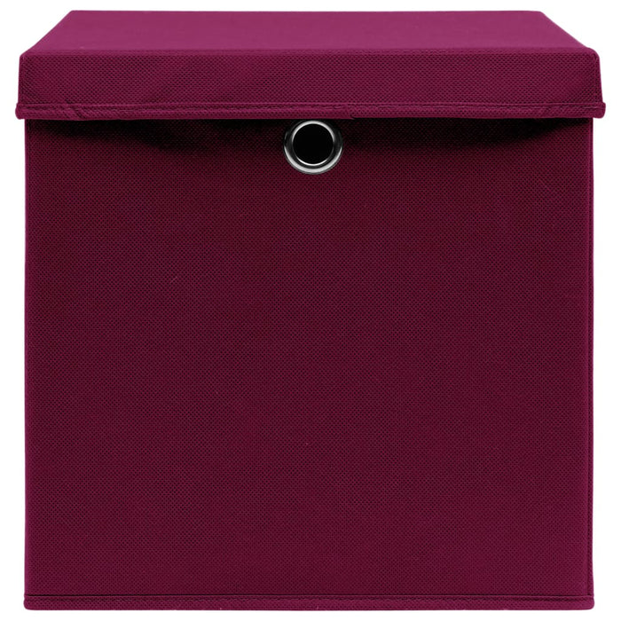 Contenitori con Coperchi 4 pz 28x28x28 cm Rosso Scuro 325200