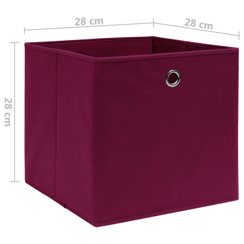 Contenitori 10 pz in Tessuto non Tessuto 28x28x28cm Rosso Scuro 325201