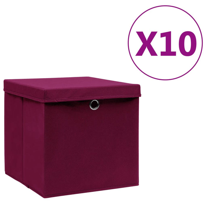 Contenitori con Coperchio 10 pz 28x28x28 cm Rosso Scuro cod mxl 45211