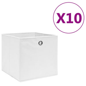 Contenitori 10 pz in Tessuto non Tessuto 28x28x28 cm Bianco cod mxl 47405