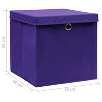 Contenitori con Coperchi 4 pz 28x28x28 cm Viola 325212