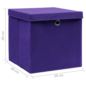 Contenitori con Coperchi 4 pz 28x28x28 cm Viola 325212