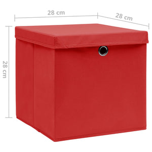 Contenitori con Coperchi 10 pz 28x28x28 cm Rosso 325222