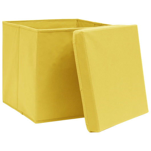 Contenitori con Coperchi 4 pz 28x28x28 cm Giallo 325224