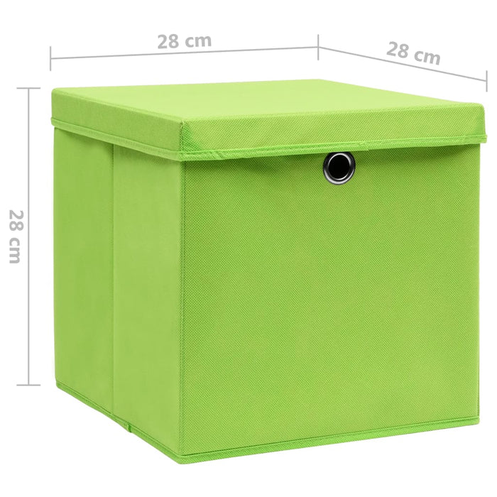Contenitori con Coperchi 10 pz 28x28x28 cm Verde 325230