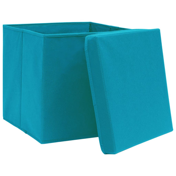 Contenitori con Coperchi 4 pz 28x28x28 cm Azzurro 325232