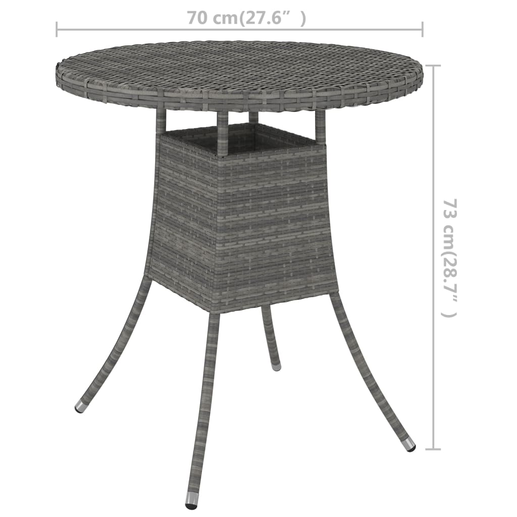 Tavolo da Giardino Grigio 70x70x73 cm in Polyrattan cod mxl 47948