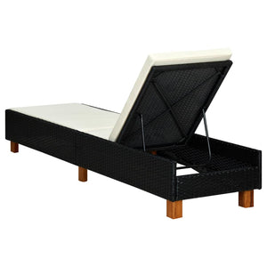 Lettino Prendisole con Cuscino in Polyrattan Nero 310474