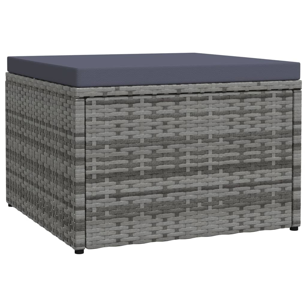 Poggiapiedi da Giardino con Cuscini Grigio in Polyrattan cod mxl 73088