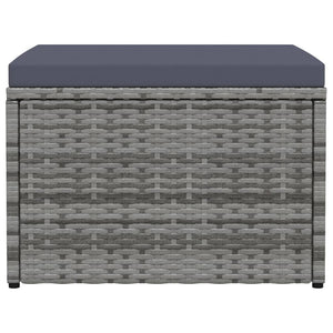 Poggiapiedi da Giardino con Cuscini Grigio in Polyrattan cod mxl 73088