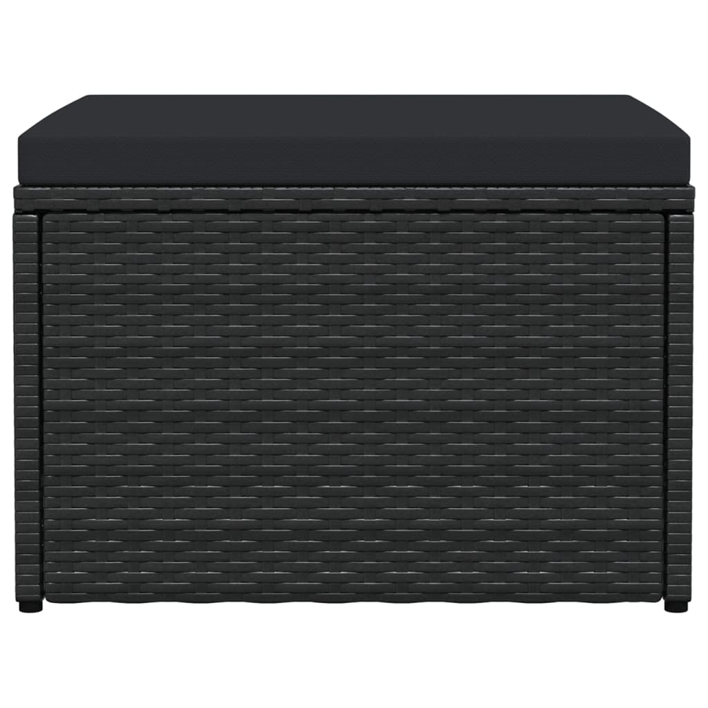 Poggiapiedi da Giardino con Cuscini Nero in Polyrattan cod mxl 75598