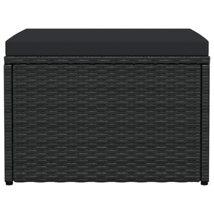 Poggiapiedi da Giardino con Cuscini Nero in Polyrattan cod mxl 75598