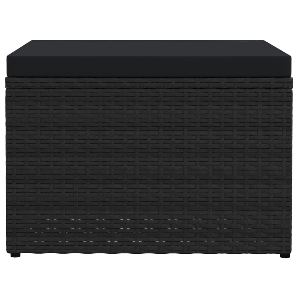 Poggiapiedi da Giardino con Cuscini Nero in Polyrattan cod mxl 75598