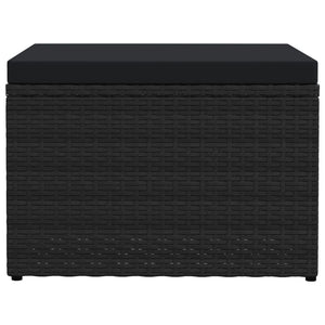 Poggiapiedi da Giardino con Cuscini Nero in Polyrattan cod mxl 75598