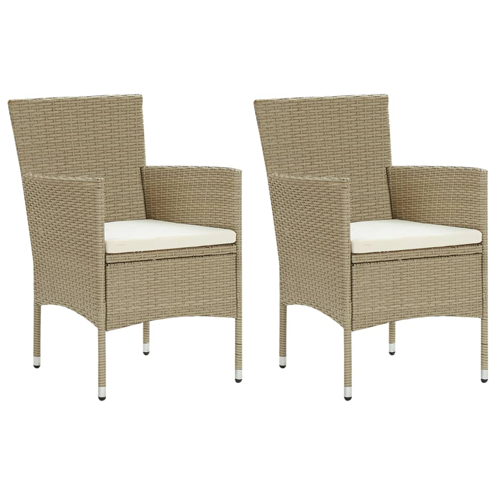 Sedie da Pranzo per Giardino 2 pz in Polyrattan Beige cod mxl 6633