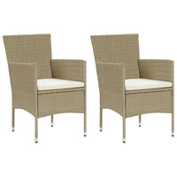 Sedie da Pranzo per Giardino 2 pz in Polyrattan Beige cod mxl 6633