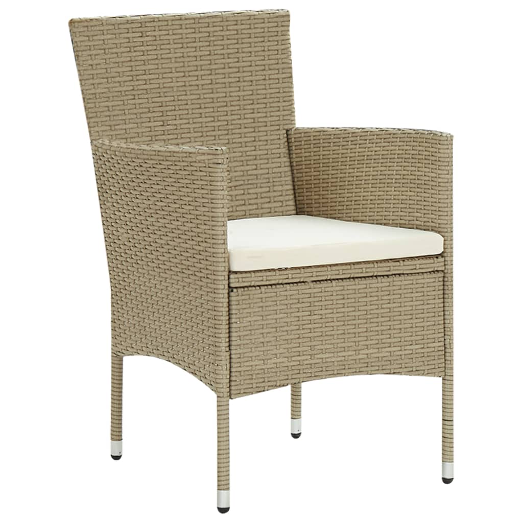 Sedie da Pranzo per Giardino 2 pz in Polyrattan Beige cod mxl 6633