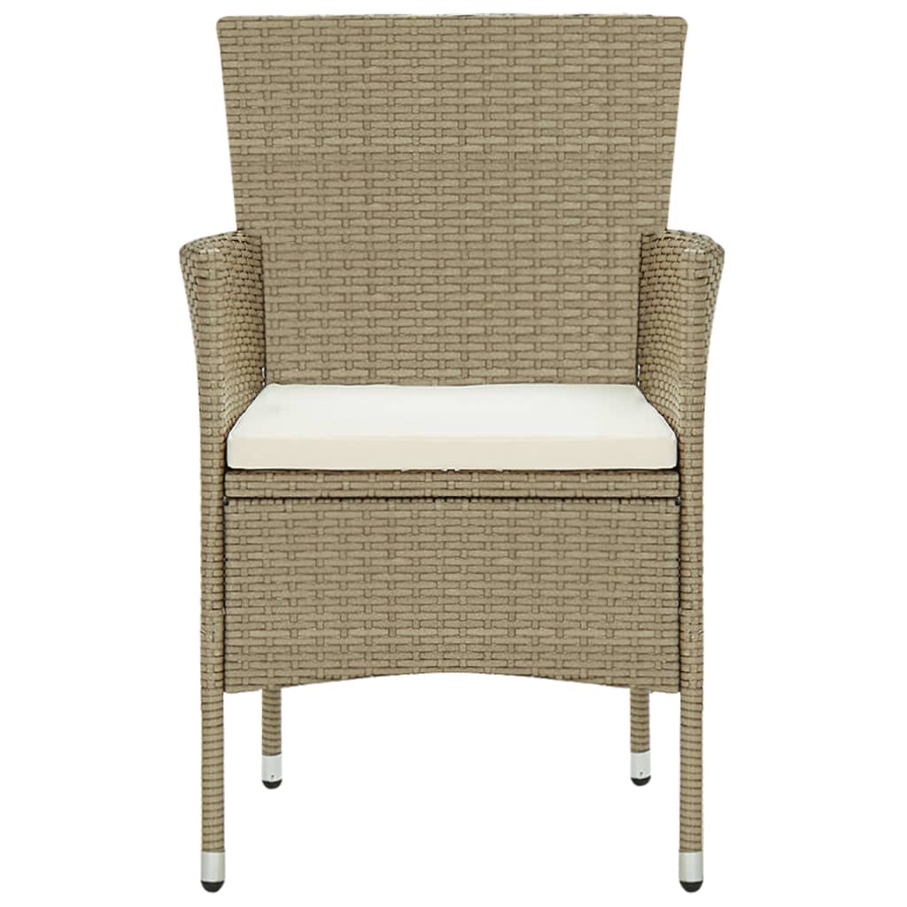 Sedie da Pranzo per Giardino 2 pz in Polyrattan Beige cod mxl 6633