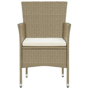 Sedie da Pranzo per Giardino 2 pz in Polyrattan Beige cod mxl 6633